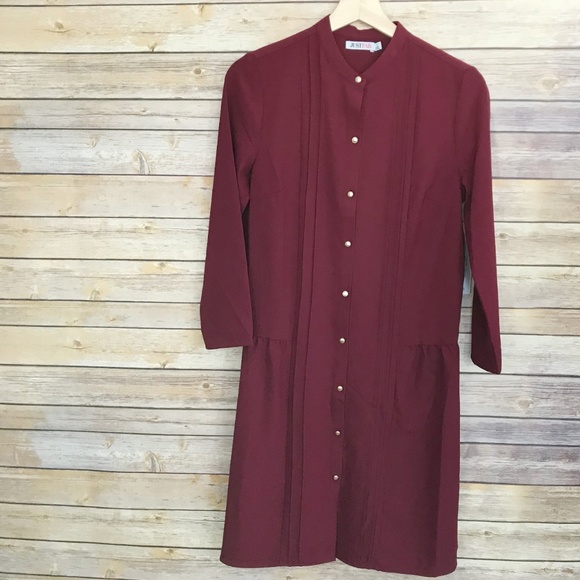 JustFab Pintuck Peasant Dress NEW S - Picture 4 of 8